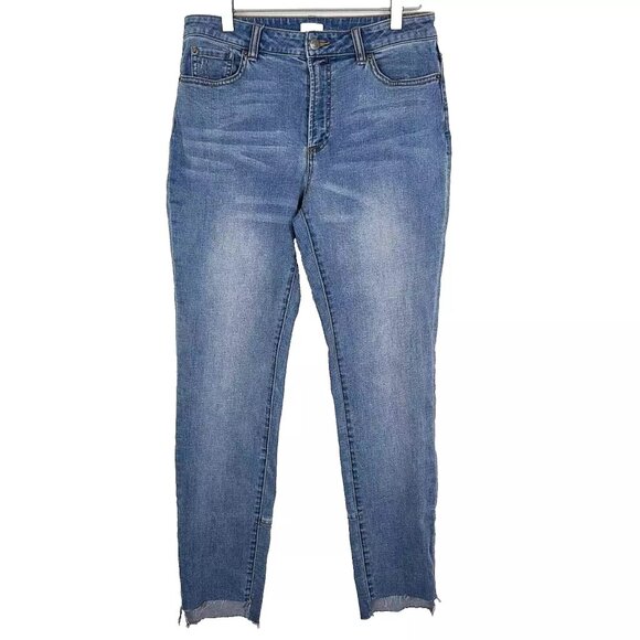 Daniel Cremieux Denim - CREMIEUX Jeans Womens 12 Blue Asymmetrical Raw Hem Jeans Seamed
